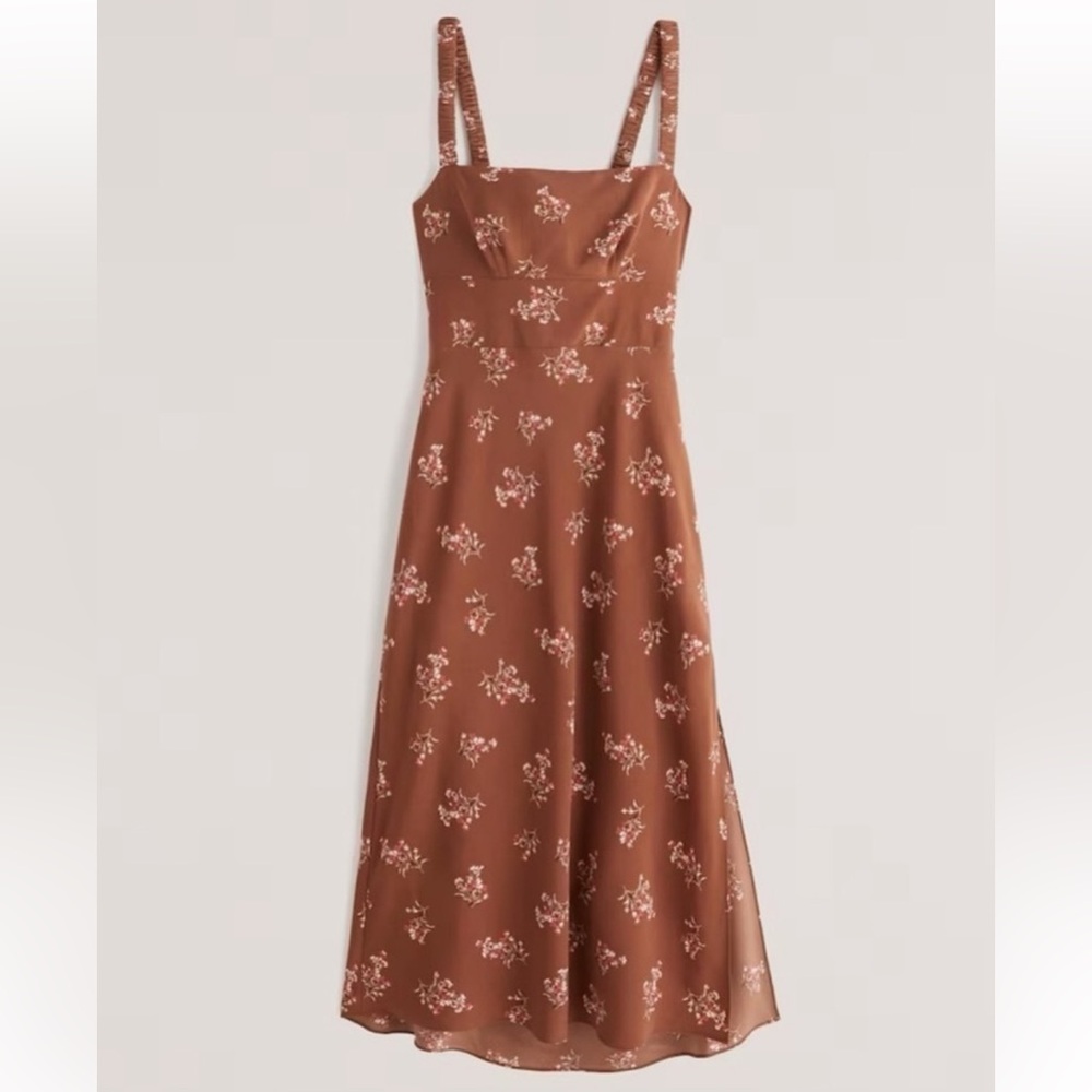 Abercrombie & Fitch Open Tie-Back Slip Midi Dress floral NWOT XL